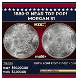 1880-p Morgan Dollar Near Top Pop! $1 ms66+ SEGS