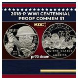 2018-p WWI Centennial Proof Modern Commem Dollar $