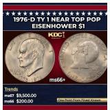 1976-d Ty 1 Eisenhower Dollar Near Top Pop $1 ms66
