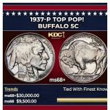 1937-p Buffalo Nickel TOP POP! 5c ms68+ SEGS