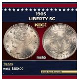 1905 Liberty Nickel 5c Grades GEM Unc