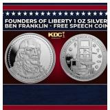 Founders of Liberty 1 oz Silver - Ben Franklin - F