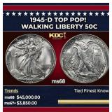 1945-d Walking Liberty Half Dollar TOP POP! 50c ms