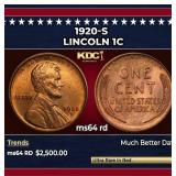 1920-s Lincoln Cent 1c ms64 rd SEGS