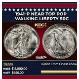 1941-p Walking Liberty Half Dollar Near Top Pop 50