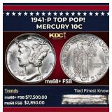 1941-p Mercury Dime TOP POP! 10c ms68+ FSB SEGS