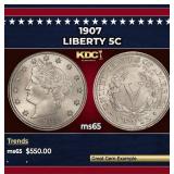 1907 Liberty Nickel 5c Grades GEM Unc