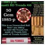 BU Shotgun Lincoln 1c roll, 1985-p 50 pcs Bank Wra