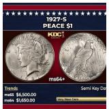 1927-s Peace Dollar $1 ms64+ SEGS