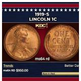 1919-s Lincoln Cent 1c Grades Choice Unc RD