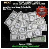 15x **STAR NOTES** 1957 $1 Blue Seal Silver Certif