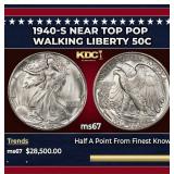 1940-s Walking Liberty Half Dollar Near Top Pop 50