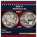1920-p Buffalo Nickel 5c Grades GEM Unc