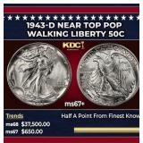 1943-d Walking Liberty Half Dollar Near Top Pop 50