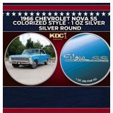 1966 Chevrolet Nova SS Colorized Style - 1 oz Silv