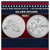 Gun & Rod (Duck) Style - 1 oz Silver Round Round