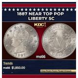 1887 Liberty Nickel Near Top Pop 5c ms66 SEGS