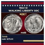 1941-d Walking Liberty Half Dollar 50c Grades GEM+