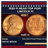 1930-p Lincoln Cent Near Top Pop! 1c ms67 rd SEGS