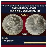1991-1995-d WWII Modern Commem Dollar $1 ms70 SEGS