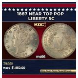 1887 Liberty Nickel Near Top Pop 5c ms66 SEGS