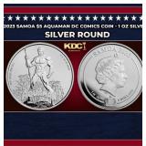 2023 Samoa $5 Aquaman DC Comics Coin - 1 oz Silver