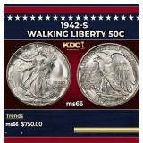1942-s Walking Liberty Half Dollar 50c Grades GEM+