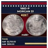 1883-p Morgan Dollar $1 ms66+ SEGS