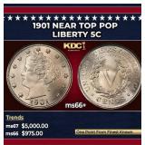 1901 Liberty Nickel Near Top Pop 5c ms66+ SEGS