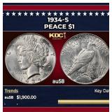 1934-s Peace Dollar $1 au58 SEGS