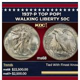 1937-p Walking Liberty Half Dollar TOP POP! 50c ms