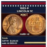 1933-p Lincoln Cent 1c ms66+ rd SEGS