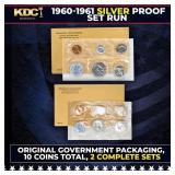 1960 & 1961 Silver Proof Sets 10 Coins In Original