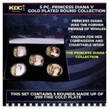 5 Coin Princess Diana V Gold Plated Round Collecti