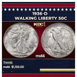 1936-d Walking Liberty Half Dollar 50c ms66 SEGS