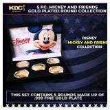 5 Coin Disney Mickey and Friends Gold Plated Round