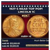 1927-s Lincoln Cent Near Top Pop! 1c ms64+ rd SEGS