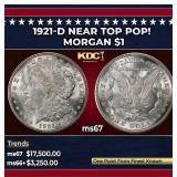 1921-d Morgan Dollar Near Top Pop! $1 ms67 SEGS
