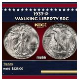 1937-p Walking Liberty Half Dollar 50c Grades GEM+