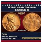 1939-d Lincoln Cent Near Top Pop 1c ms67+ rd SEGS