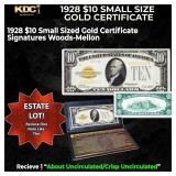 1x 1928 $10 Small Size Gold Certificate Grades AU/