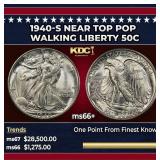 1940-s Walking Liberty Half Dollar Near Top Pop 50