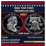 1955 Proof Franklin Half Dollar TOP POP! 50c pr69