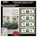 Scarce Uncut Sheet of 4x 1995 $2 Federal Reserve N