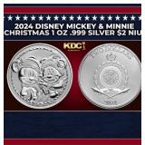 2024 Disney Mickey & Minnie Christmas 1 oz .999 Si