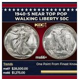 1940-s Walking Liberty Half Dollar Near Top Pop 50