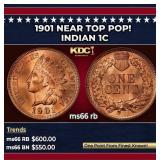 1901 Indian Cent Near Top Pop! 1c Grades GEM+ Unc