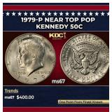 1979-p Kennedy Half Dollar Near Top Pop 50c ms67 S