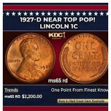 1927-d Lincoln Cent Near Top Pop! 1c ms65 rd SEGS