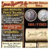 YY- SEARS 20 Coin Mixed Morgan/Peace Dollar Roll C